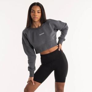 Boxraw Gray Cropped Sweater Sz XL